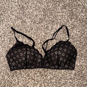Aerie Black Floral Lace Bra